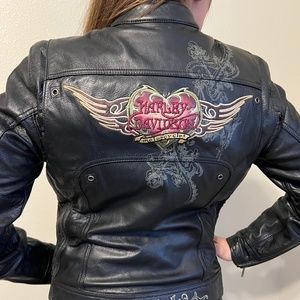 Harley Davidson Riding Jacket heavy weight leather w/zip out vest